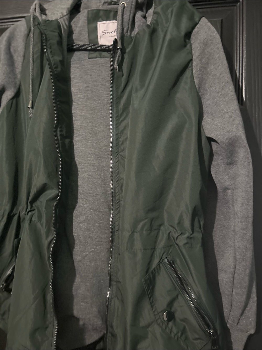 Black and Gray Hooded Zip Jacket